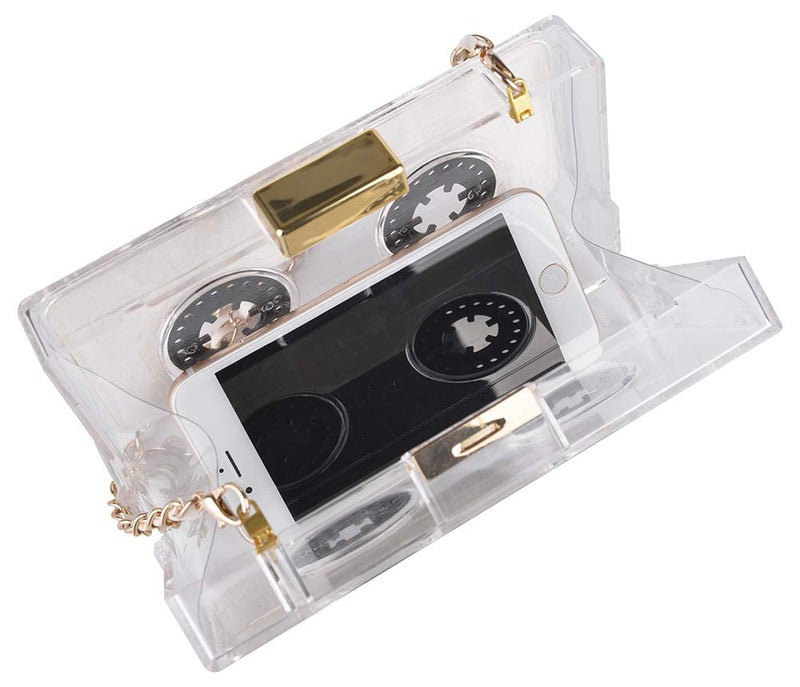 QZUnique Tape Shaped Shoulder Bag Radio Recorder PU Crossbody Bag Women's Retro Evening Bag Handbag Clutch Purse - Image 5